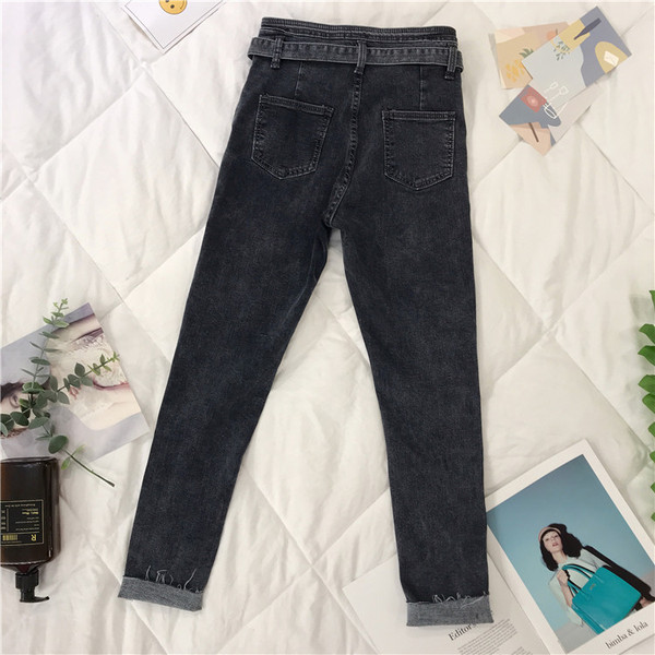 Alkalmi női farmer magas derékkal és övvel három színben