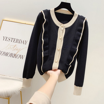 Γυναικείο πουλόβερ με κουμπιά και στρογγυλό λαιμό σε διάφορα χρώματα