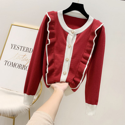 Γυναικείο πουλόβερ με κουμπιά και στρογγυλό λαιμό σε διάφορα χρώματα