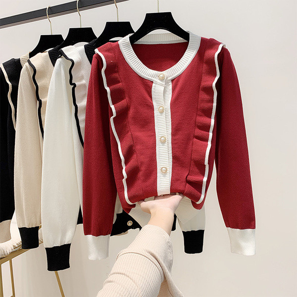 Γυναικείο πουλόβερ με κουμπιά και στρογγυλό λαιμό σε διάφορα χρώματα