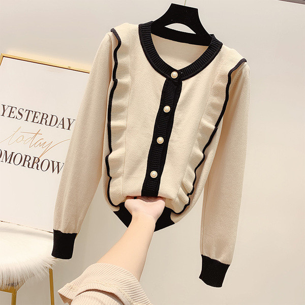 Γυναικείο πουλόβερ με κουμπιά και στρογγυλό λαιμό σε διάφορα χρώματα