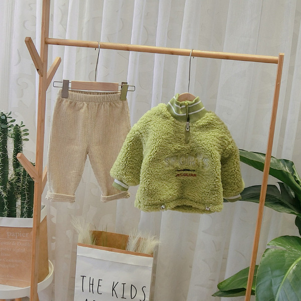 Modern gyerek pulóver magas gallérral és cipzárral sárga, kék, zöld és fehér színben