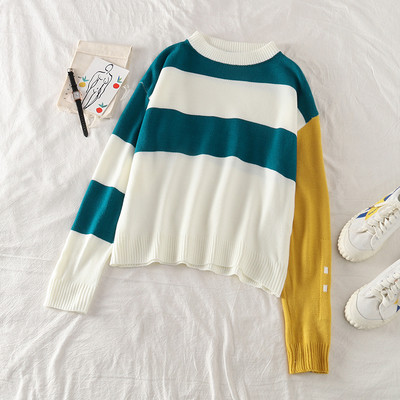 Női pulóver kerek nyakkivágással, két színben