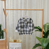 Új modell kockás gyerek pulóver kapucnival és cipzárral fiúknak