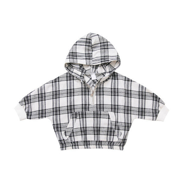 Új modell kockás gyerek pulóver kapucnival és cipzárral fiúknak