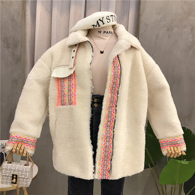 Palton de puf de damă model larg cu fermoar în verde și alb