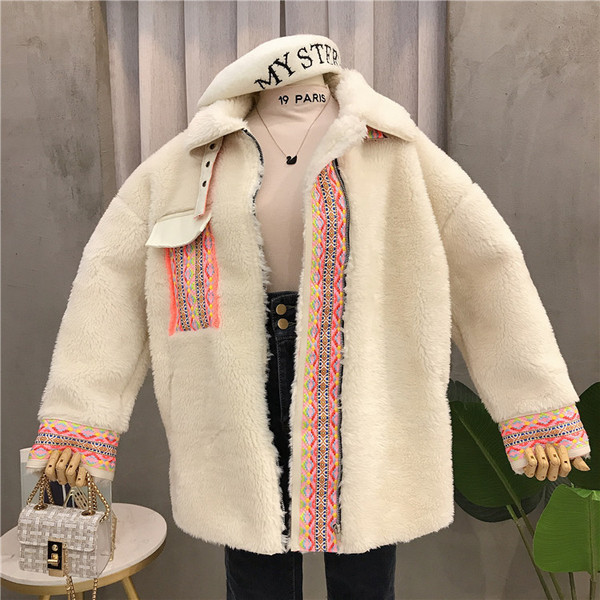 Palton de puf de damă model larg cu fermoar în verde și alb