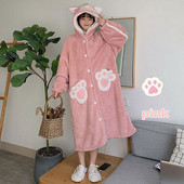 Cămașă de noapte lungă pentru femei, roz cu element 3D