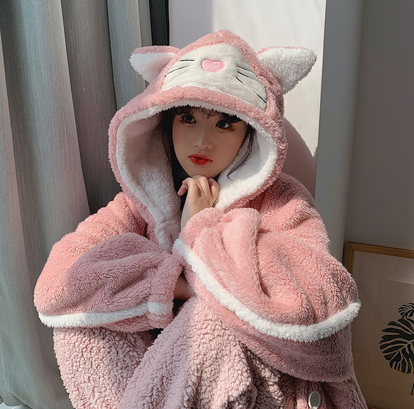 Cămașă de noapte lungă pentru femei, roz cu element 3D