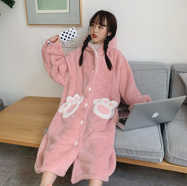 Cămașă de noapte lungă pentru femei, roz cu element 3D