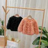 Νέο μοντέλο παιδικό πουλόβερ με O-λαιμόκοψη σε μαύρο και πορτοκαλί χρώμα