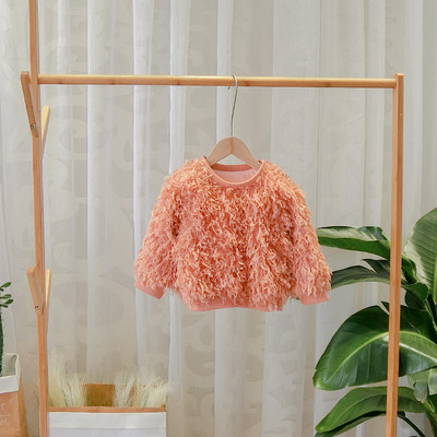 Νέο μοντέλο παιδικό πουλόβερ με O-λαιμόκοψη σε μαύρο και πορτοκαλί χρώμα