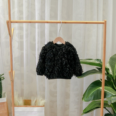 Νέο μοντέλο παιδικό πουλόβερ με O-λαιμόκοψη σε μαύρο και πορτοκαλί χρώμα