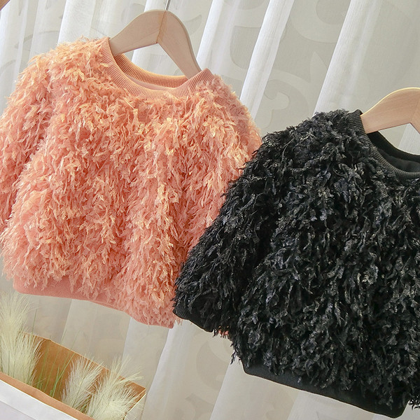 Νέο μοντέλο παιδικό πουλόβερ με O-λαιμόκοψη σε μαύρο και πορτοκαλί χρώμα