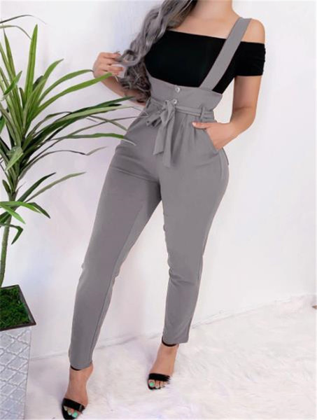 Pantaloni casual dama cu nasturi si talie inalta in mai multe culori