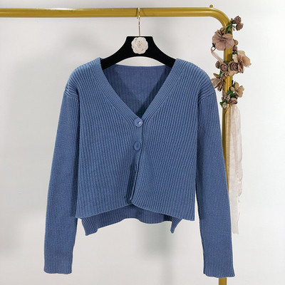 Κοντή καθημερινή ζακέτα με μακριά μανίκια σε τρία χρώματα