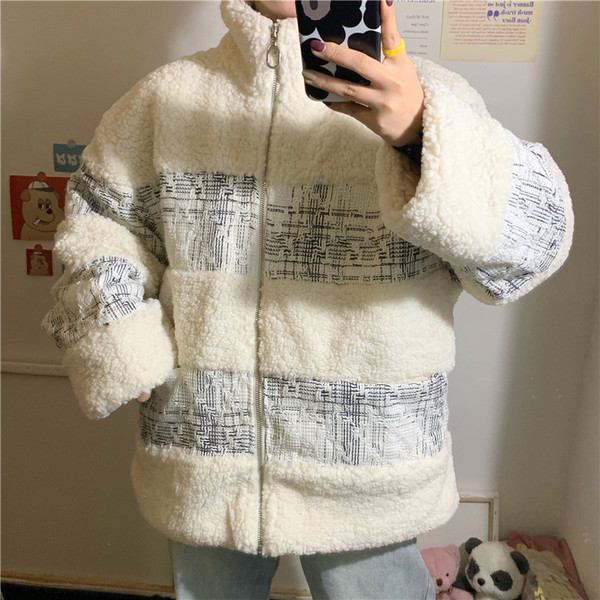 Γυναικείο κορυφαίο μαλακό λευκό παλτό με ψηλό κολάρο