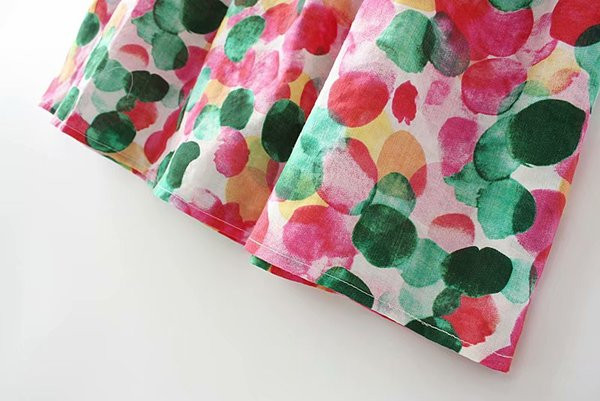 Lezser, színes női ruha rövid ujjú, O-nyakú