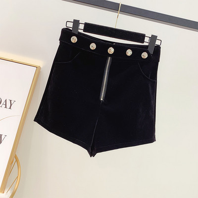 Μοντέρνα γυναικεία βελούδινα σορτς με μεταλλικό στοιχείο