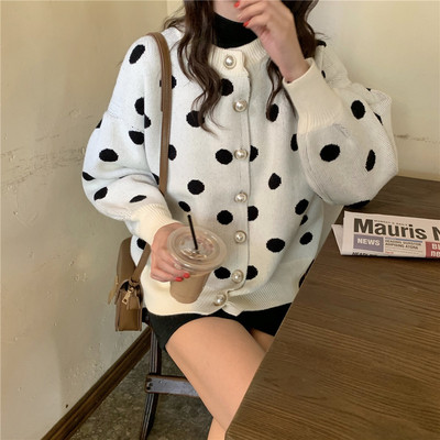 Γυναικεία μοντέρνα ζακέτα πουά σε δύο χρώματα