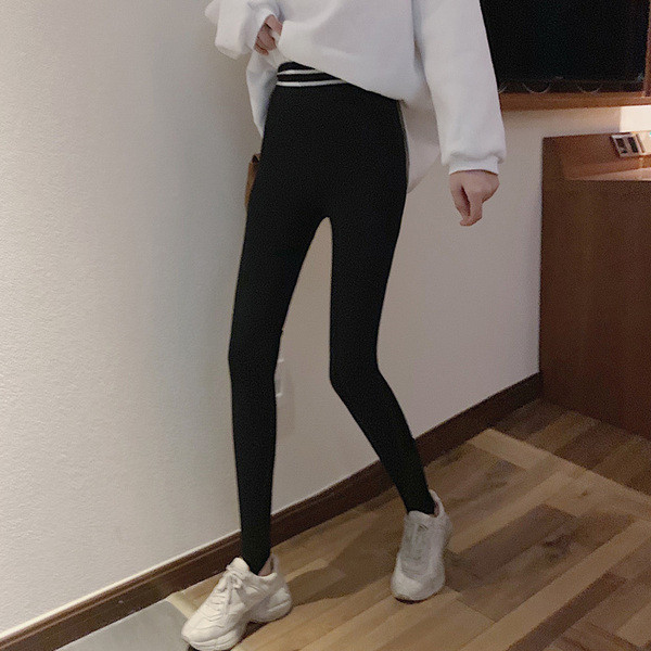 Női alkalmi leggings fekete és szürke színben, elasztikus derékkal