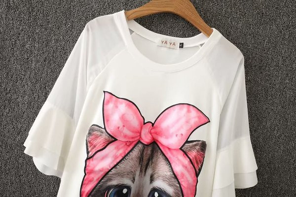 Alkalmi női ruha rátéttel, rövid ujjú fehér és fekete színben