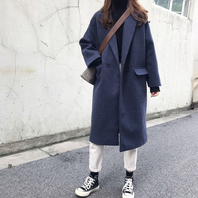 Μοντέρνο γυναικείο μακρύ παλτό με τσέπες σε τρία χρώματα