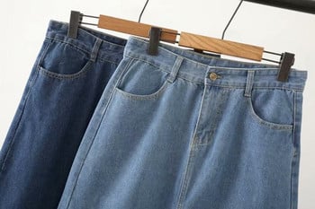 Καθημερινή γυναικεία φούστα denim  με τσέπες σε δύο χρώματα