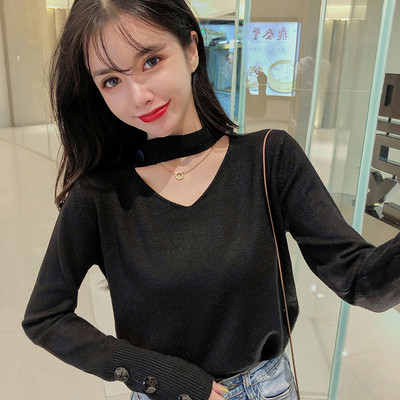 Μοντέρνο γυναικείο πουλόβερμε κουμπιά μανίκια σε διάφορα χρώματα