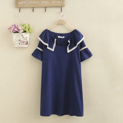 Γυναικείο κοντό φόρεμα με ντεκολτέ σε κόκκινο και μπλε χρώμα