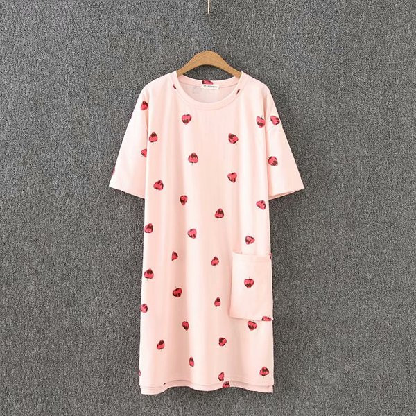 Rochie scurta de dama casual cu buzunar si maneci scurte in roz si alb