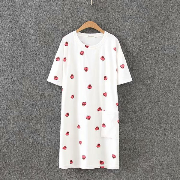 Rochie scurta de dama casual cu buzunar si maneci scurte in roz si alb