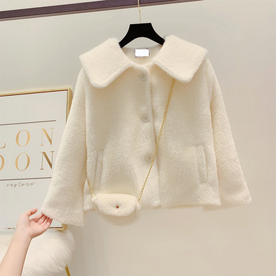 Palton de dama din puf cu nasturi + geanta in mai multe culori