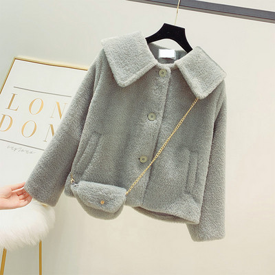 Palton de dama din puf cu nasturi + geanta in mai multe culori