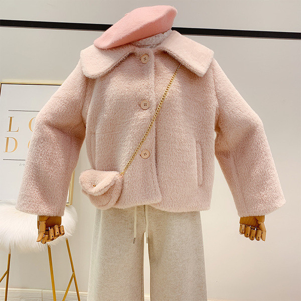 Palton de dama din puf cu nasturi + geanta in mai multe culori