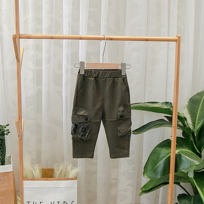 Model nou de pantaloni pentru copii cu buzunare verde si negru