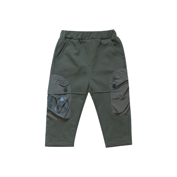 Model nou de pantaloni pentru copii cu buzunare verde si negru