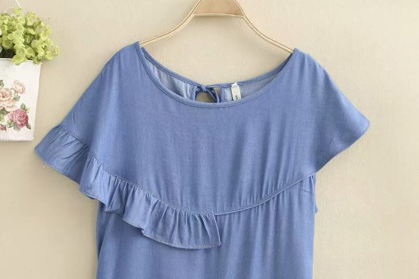 Rochie casual dama din denim cu maneci scurte in doua culori