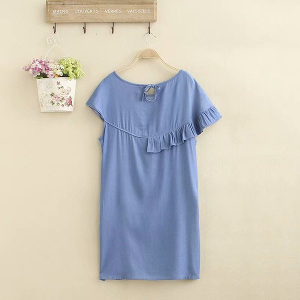 Rochie casual dama din denim cu maneci scurte in doua culori