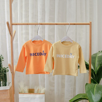 Μοντέρνα παιδική μπλούζα για κορίτσια σε λευκό, κίτρινο και πορτοκαλί χρώμα