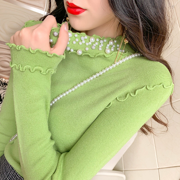 Γυναικεία μοντέρνα μπλούζα με πέρλες σε διάφορα χρώματα