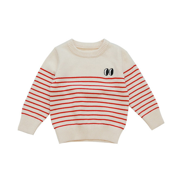 Pulover modern pentru copii cu dungi pentru baieti in albastru si rosu