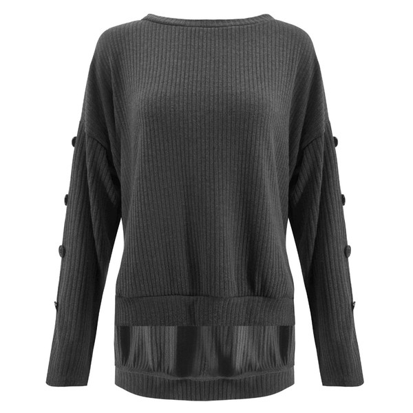 Modern női pulóver O-nyakkal és gombokkal, négy színben