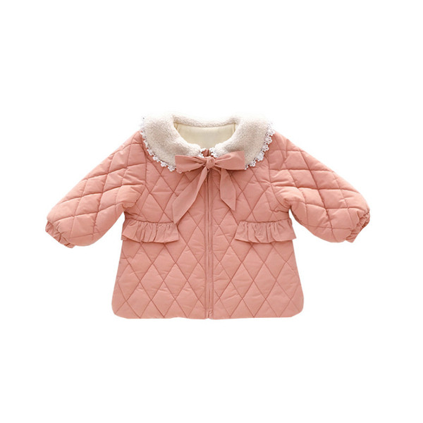 Gyerekkabát lányoknak gallérral és szalaggal, két színben