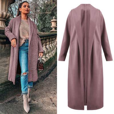 НОВ модел дамско дълго палто с джобове в четири цвята