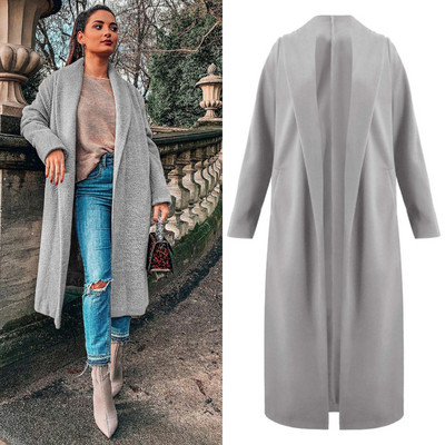 НОВ модел дамско дълго палто с джобове в четири цвята