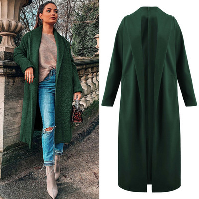 НОВ модел дамско дълго палто с джобове в четири цвята