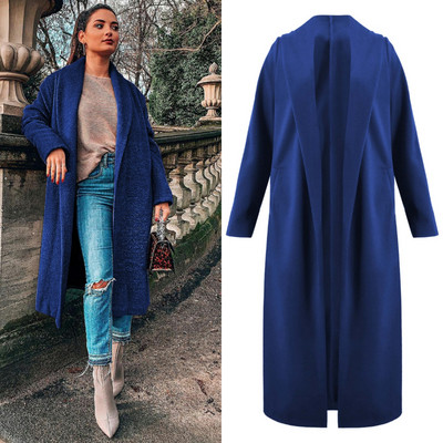 НОВ модел дамско дълго палто с джобове в четири цвята