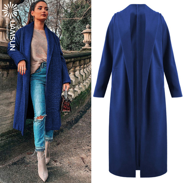 НОВ модел дамско дълго палто с джобове в четири цвята 