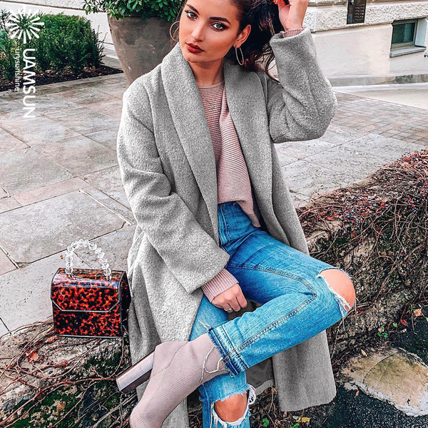 НОВ модел дамско дълго палто с джобове в четири цвята 